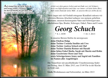 Traueranzeige von Georg Schuch von Südthüringer Presse