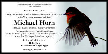 Traueranzeige von Michael Horn von Südthüringer Presse