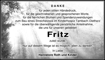 Traueranzeige von Fritz Roth von Südthüringer Presse