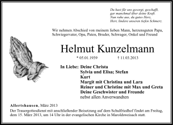 Traueranzeige von Helmut Kunzelmann von Neue Presse Coburg