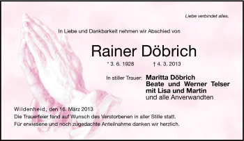 Traueranzeige von Rainer Döbrich von Neue Presse Coburg