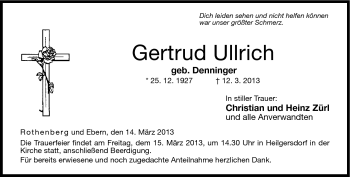 Traueranzeige von Gertrud Ullrich von Neue Presse Coburg
