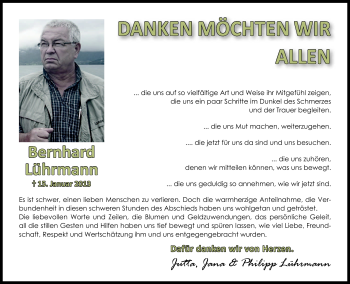 Traueranzeige von Bernhard Lührmann von Südthüringer Presse