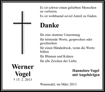 Traueranzeige von Werner Vogel von Frankenpost