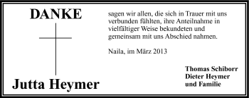 Traueranzeige von Jutta Heymer von Frankenpost