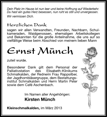 Traueranzeige von Ernst Münch von Südthüringer Presse