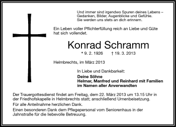 Traueranzeige von Konrad Schramm von Frankenpost