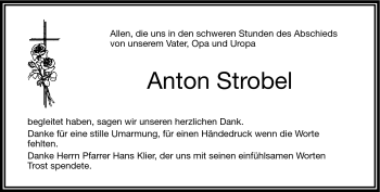 Traueranzeige von Anton Strobel von Frankenpost