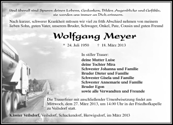 Traueranzeige von Wolfgang Meyer von Südthüringer Presse