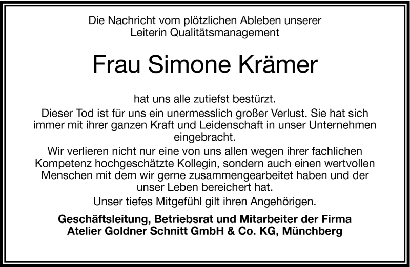  Traueranzeige für Simone Krämer vom 21.03.2013 aus Frankenpost