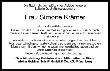 Traueranzeige von Simone Krämer von Frankenpost
