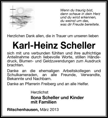 Traueranzeige von Karl-Heinz Scheller von Südthüringer Presse
