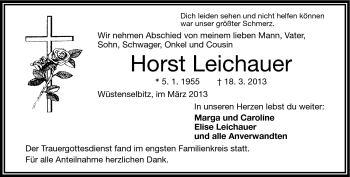 Traueranzeige von Horst Leichauer von Frankenpost