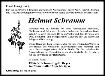 Traueranzeige von Helmut Schramm von Südthüringer Presse