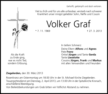 Traueranzeige von Volker Graf von Neue Presse Coburg
