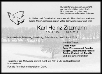 Traueranzeige von Karl Heinz Zitzmann von Frankenpost