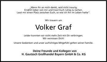 Traueranzeige von Volker Graf von Neue Presse Coburg