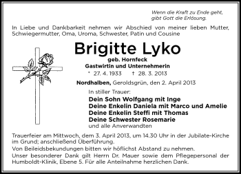 Traueranzeige von Brigitte Lyko von Neue Presse Coburg