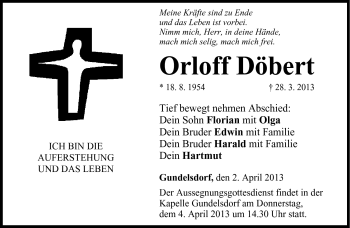 Traueranzeige von Orloff Döbert von Neue Presse Coburg