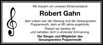Traueranzeige von Robert Gahn von Frankenpost
