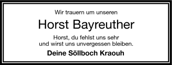 Traueranzeige von Horst Bayreuther von Frankenpost