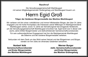 Traueranzeige von Egid Groß von Frankenpost