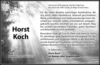 Traueranzeige von Horst Koch von Südthüringer Presse