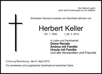 Traueranzeige von Herbert Keller von Neue Presse Coburg