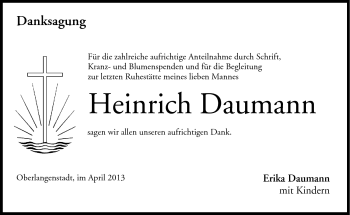 Traueranzeige von Heinrich Daumann von Neue Presse Coburg
