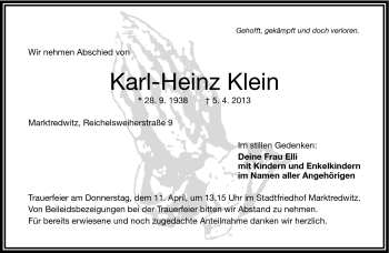 Traueranzeige von Karl-Hein Klein von Frankenpost