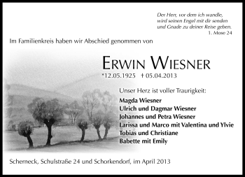 Traueranzeige von Erwin Wiesner von Neue Presse Coburg