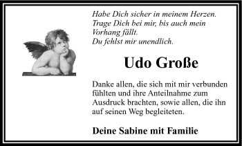 Traueranzeige von Udo Große von Frankenpost