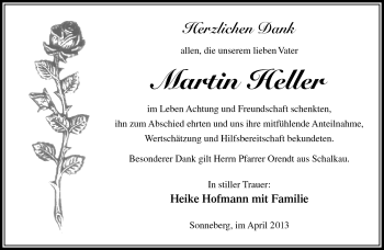 Traueranzeige von Martin Heller von Südthüringer Presse
