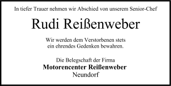 Traueranzeige von Rudi Reißenweber von Neue Presse Coburg