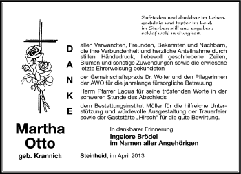 Traueranzeige von Martha Otto von Südthüringer Presse