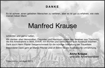 Traueranzeige von Manfred Krause von Neue Presse Coburg