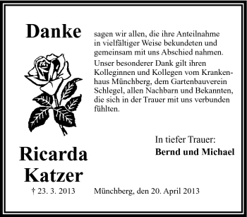 Traueranzeige von Ricarda Kather von Frankenpost
