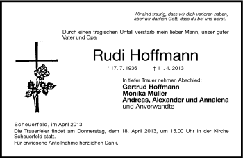 Traueranzeige von Rudi Hoffmann von Neue Presse Coburg
