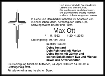 Traueranzeige von Max Ott von Frankenpost