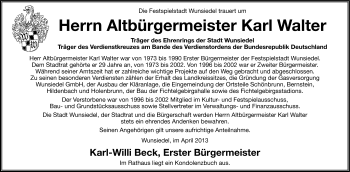 Traueranzeige von Karl Walter von Frankenpost