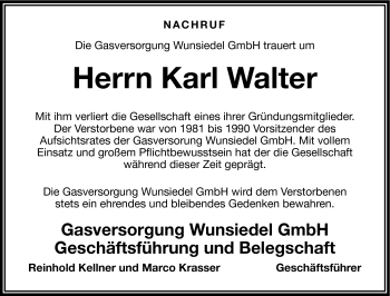 Traueranzeige von Karl Walter von Frankenpost