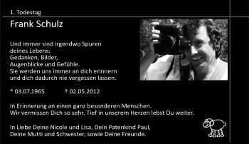 Traueranzeige von Frank Schulz von Neue Presse Coburg