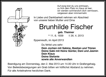 Traueranzeige von Brunhilde Fischer von Frankenpost
