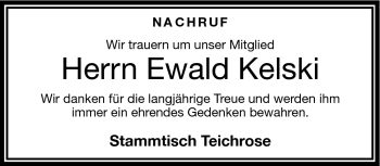 Traueranzeige von Ewald Kelski von Frankenpost