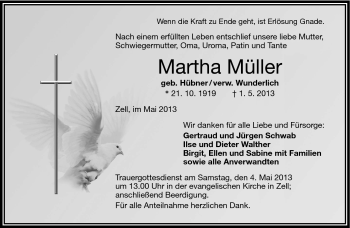 Traueranzeige von Martha Müller von Frankenpost