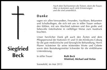 Traueranzeige von Siegfried Beck von Neue Presse Coburg