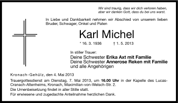 Traueranzeige von Karl Michel von Neue Presse Coburg