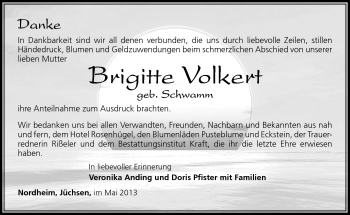 Traueranzeige von Brigitte Volkert von Südthüringer Presse