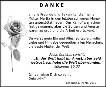 Traueranzeige von Marita Grassi von Frankenpost