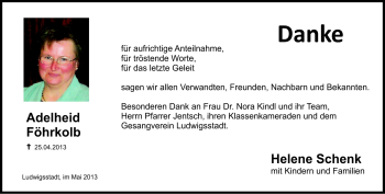 Traueranzeige von Adelheid Föhrkolb von Neue Presse Coburg
